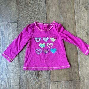 Kids Headquarters Pink Long Sleeve Shirt with Heart Design
